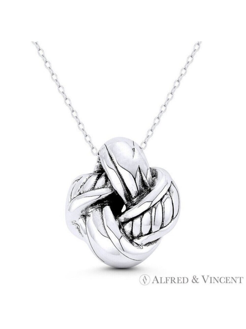 Love Knot Charm Pendant in Oxidized .925 Sterling Silver